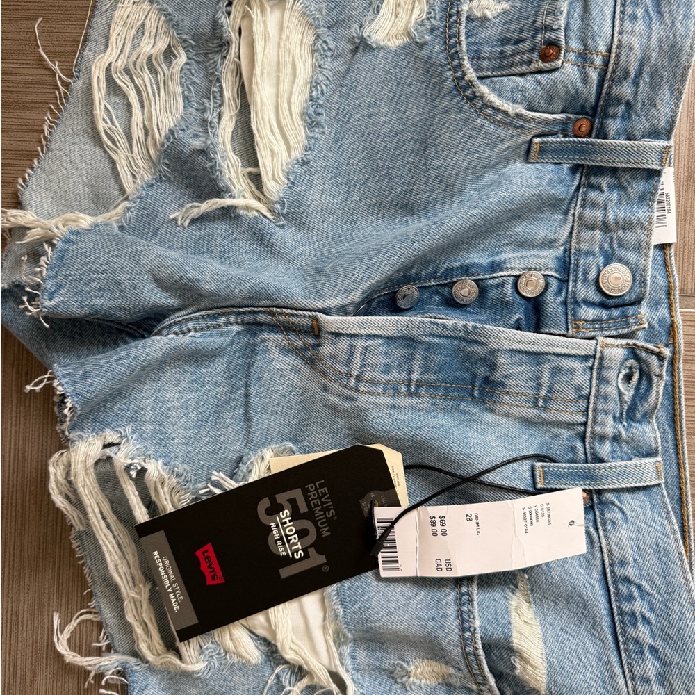 Levi's Premium 501 High Rise Light Blue Shorts